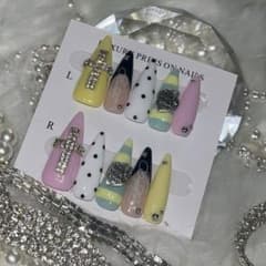 【即日発送】ネイルチップ パステルカラー クロム ウィッシュコア ドット ボーダのサムネイル