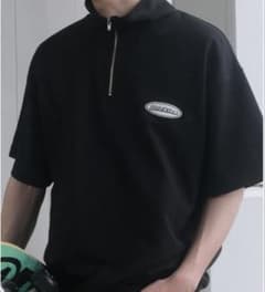 Dickies 半袖ハーフジップ 黒のサムネイル