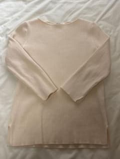 美品　ミラオーウェン ボートネック7分袖オーガニックリブニット　アイボリー