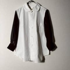 コムデギャルソン 丸襟シャツ 切り替え コットン ポリエステル 7分袖 