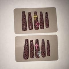レオパード柄 ネイルチップ クロスパーツのサムネイル