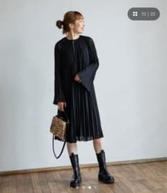 noble クラッシュプリーツワンピース 極美品♡Noble ノーブル クラッシュプリーツワンピース インナー付
