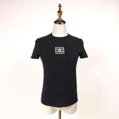 美品】2003 シャネル ココマーク 半袖ニット ブラック 38 クロップド 
