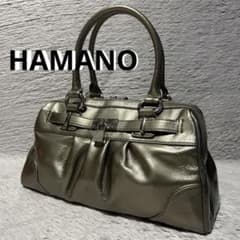 濱野皮革工藝 HAMANO ハマノ ハンドバッグ レザーバッグ ゴールド 