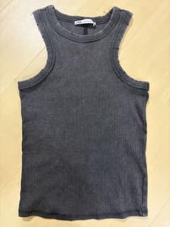 ZARA リブタンクトップ チャコールグレーのサムネイル