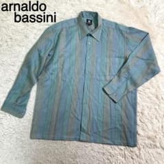 arnaldo bassini グリーンカラー ストライプ柄 シャツ