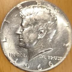 アメリカ ハーフダラー 50セント ケネディ銀貨 1966年 DOLLAR - メルカリ