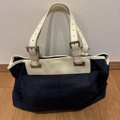 agnes b. ハンドバッグ ネイビー×ホワイトのサムネイル