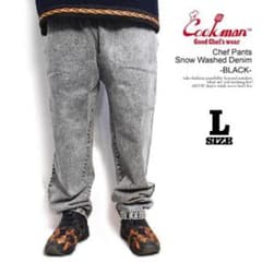 ★ケミカルウォッシュ★ COOKMAN クックマン シェフパンツ デニム 黒 L