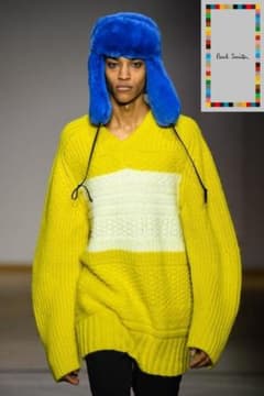 新品☆Paul Smith パリコレ ローゲージ セーター☆黄色&白☆Mサイズ 