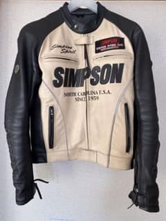 SIMPSON ライダースジャケット レザー 本革 バイカラー - メルカリ