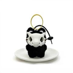 【新品】黒猫ぬいぐるみキーホルダー スカルマスク付きのサムネイル