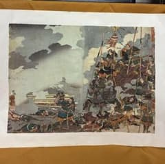 古物 武者絵 木版画 浮世絵 多色刷り 戦闘図 F45 - メルカリ