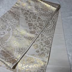 #10-069 (保管品) 正絹 袋帯 純金箔　24k 　六通 　未仕立のサムネイル