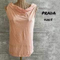 PRADA 프라다 드레이프 넥 민소매 컷소우 핑크 이탈리아제