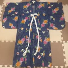 徐々値引　キッズ 浴衣 ネイビー 紫陽花 手まり柄のサムネイル