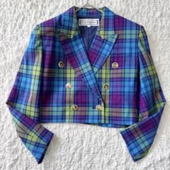 極美品✨ イヴサンローラン クロップド テーラードジャケット チェック