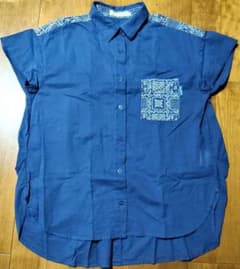 CROCODILE 半袖シャツ バンダナ柄 ネイビー Mのサムネイル
