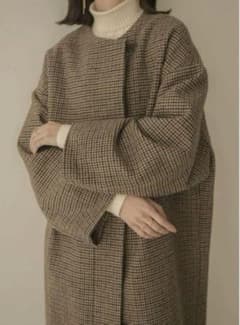 eaphi no collar wool check coatのサムネイル