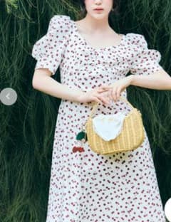 超美品❤︎SNIDEL／フルーツプリントワンピース チェリー サイズ1(M