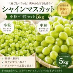 山梨県産 シャインマスカット 小粒・中粒セット 5kg 朝採れ直送のサムネイル