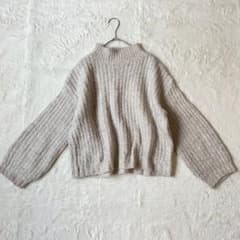 アーバニティ モックネック ニット セーター 厚手 ゆったり M ベージュ