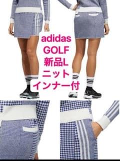 新品L adidasGOLF パターン ジャカード セータープルオンスカート 