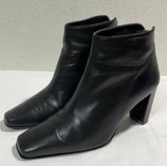 スチュワートワイツマン レザー ショートブーツ バックジップ 35 1/2 黒
