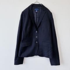 ジェイクルー テーラードジャケット ノッチドカラー 長袖 L 黒 羊毛 ビジネス