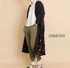 オズモーシス OSMOSIS レース切り替えロングカーディガン 黒のサムネイル