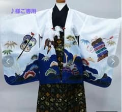 七五三 五歳 男児 羽織袴フルセット 白地 鶴 兜のサムネイル