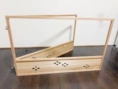 ほぼ未使用 茶道具 赤杉 花菱 風炉先屏風 江戸間用 上透かし 茶室 元箱