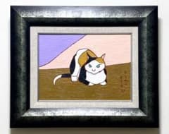 F4号）熊谷守一【猫】肉筆/表サイン有り/裏シール有り/油彩/厚塗り