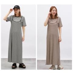 ラコレ　ボーダー キャミワンピース ロング　２点セット