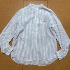 新品同様　DANTON ダントン リネン100% シャツ 40 長袖 ストライプ