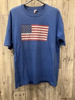 90s USAヘインズ 星条旗 Tシャツ ブルー LL シングルステッチのサムネイル