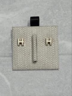 p*o様 HERMES Hエキップ ピアス ホワイト ゴールド - メルカリ