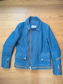 undercoverヴィンテージ加工 ダブルライダースジャケット 青 size2のサムネイル