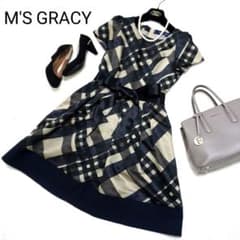 M'S GRACY チェック リボン Aライン フレア ワンピースのサムネイル