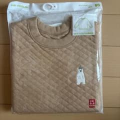 【新品未使用】UNIQLO ベビー キルトプルオーバー 長袖　80 ベージュのサムネイル