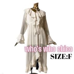 ⭐️A538⭐️ chico ♥ ドット風 シアー アシメフリルラッフルワンピース
