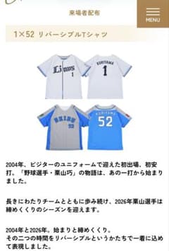 栗山巧　リバーシブルTシャツ　来場者特典　Lサイズ3枚セット　埼玉西武ライオンズのサムネイル