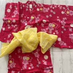 浴衣　ピンク　イエロー　120cmのサムネイル