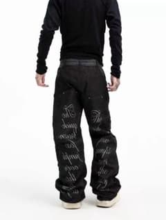 DETW 25AW レターリング バギーデニム ワイドパンツ Y2K opium - メルカリ