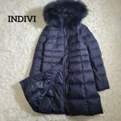 美品☆INDIVI ダウンコート ダウン90 ファー フード 2way Aライン 