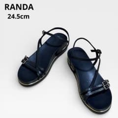 RANDA 24.5cm 厚底ストラップサンダル 黒 ランダ 厚底 カジュアル