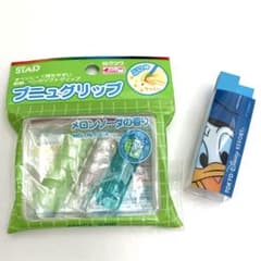 プニュグリップ　メロンソーダの香り 3個➕ドナルドダックケースの消しゴムのセット