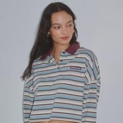 alexiastam ストライプポロシャツ 新品未使用】 ALEXIA STAM ストライプ クロップドポロシャツ - メルカリ
