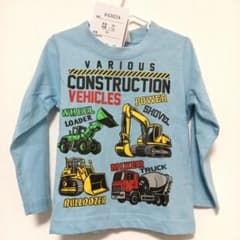 【新品未使用】働く車プリント 長袖Tシャツ 水色 80cm　BlueMartのサムネイル