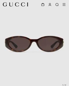 GUCCI ブラウンオーバルサングラス GGロゴ付き - メルカリ